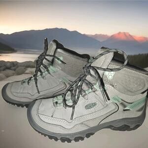 KEEN Women's Targhee Size 7 Waterproof Hiking Boots, Alloy/Granite Green